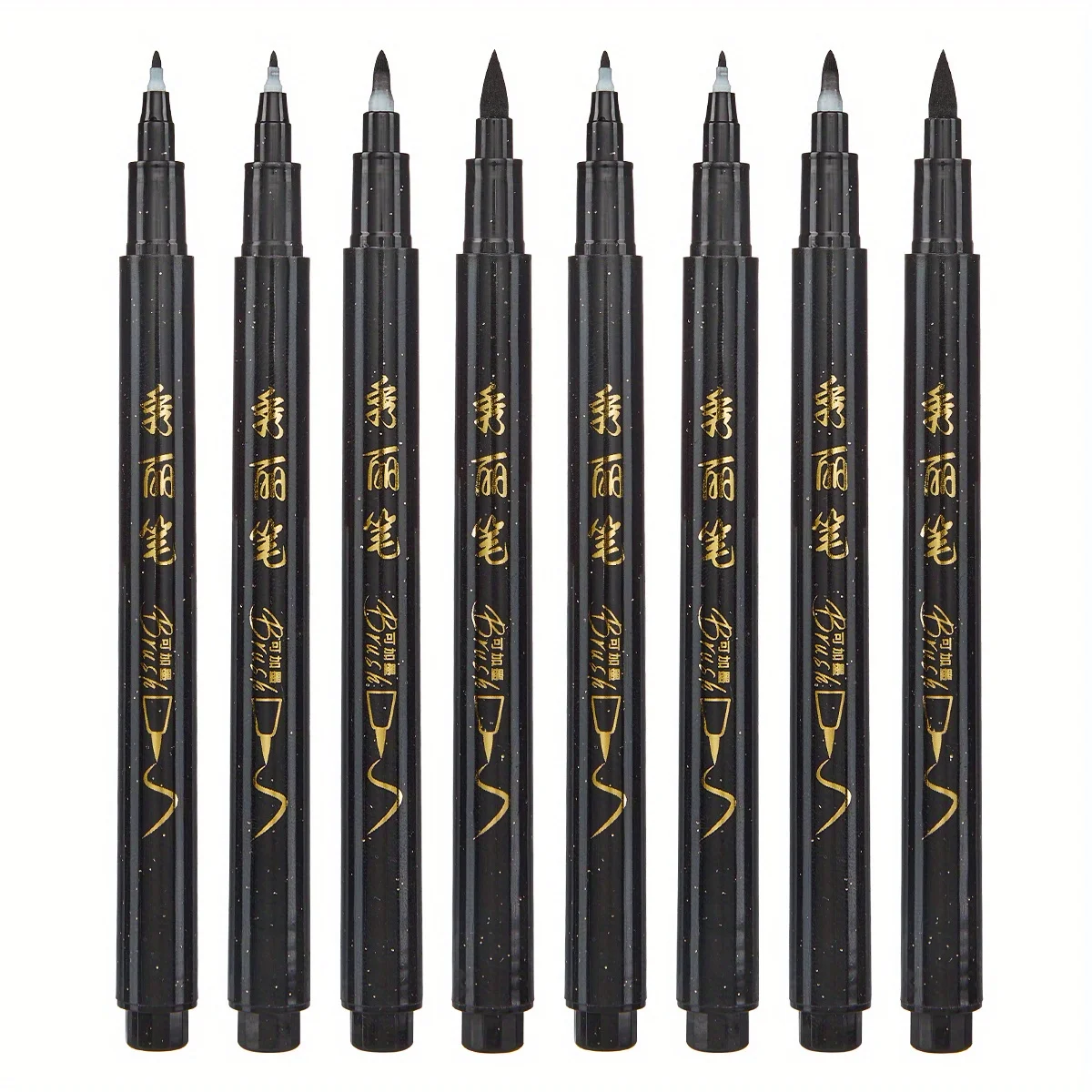 4pcsCalligraphy pen set for handwriting - fine and brush tip, refillable black ink, sleek oval pen body, lightweight plastic mat