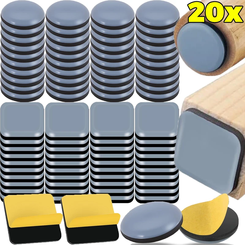 4/20 Stück Möbelgleiter-Pads Quadratisch Rund Selbstklebende Gummi-Möbelbeinschoner Sofa-Tisch-Gleiter-Matten Anti-Kratz-Pads