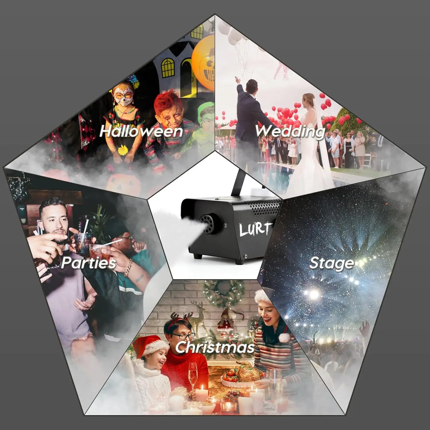 フォグマシン 500W ミニ リモコン付き、オートモード、2000CFM、パーティー、ハロウィン、結婚式、ステージ、屋内用ポータブル