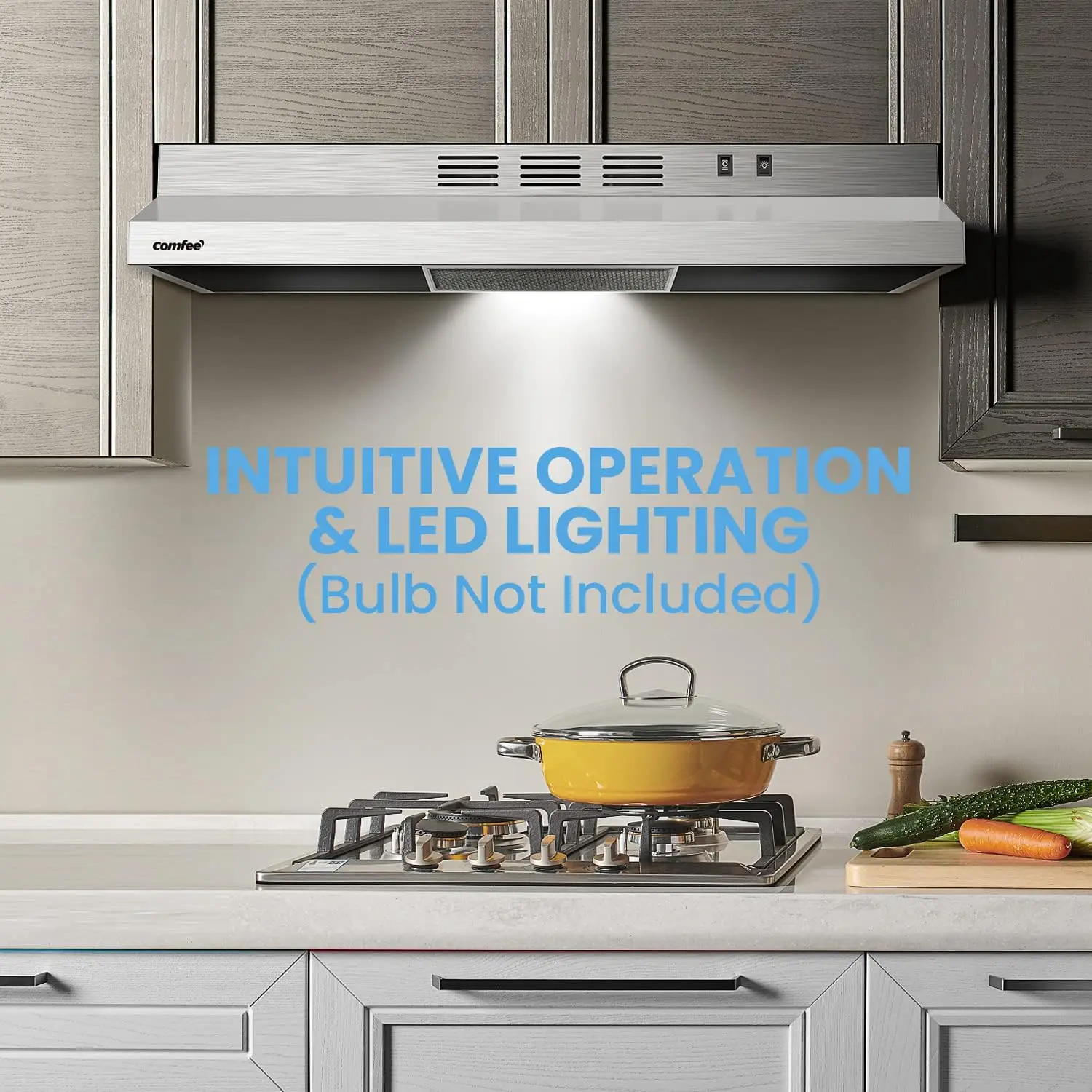 30 Inch Ducted Ductless Vent Durable Stainless Steel Kitchen Reusable Filter, 200 CFM