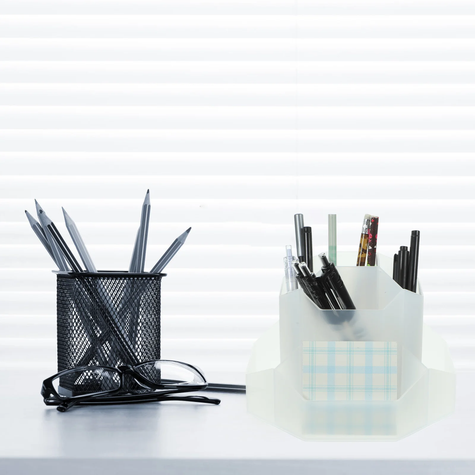 

Pen Holder for Desk Pencil Organizer Rotating Container Multi-function