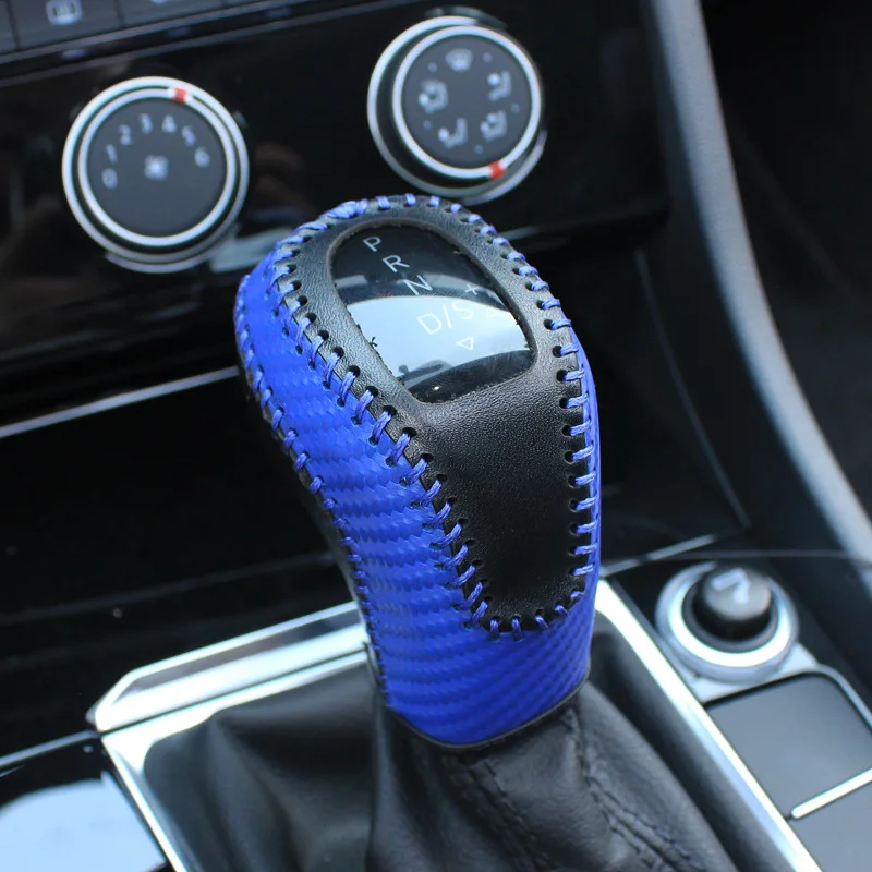 Car Gear Shift Knob Cover For Volkswagen New Sagitar Tayron T-cross Tacqua Polo VW Passat Leather Gear Shift Cover