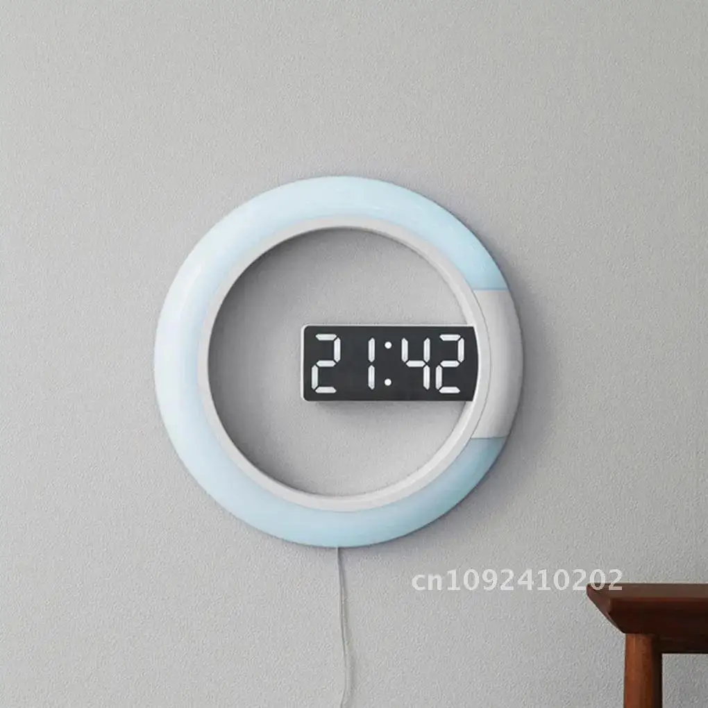 

7-color Digital Alarm Clock Wall Temperature Thermometer Clocks Adjustable Nightlight Table Decorations For Home LED