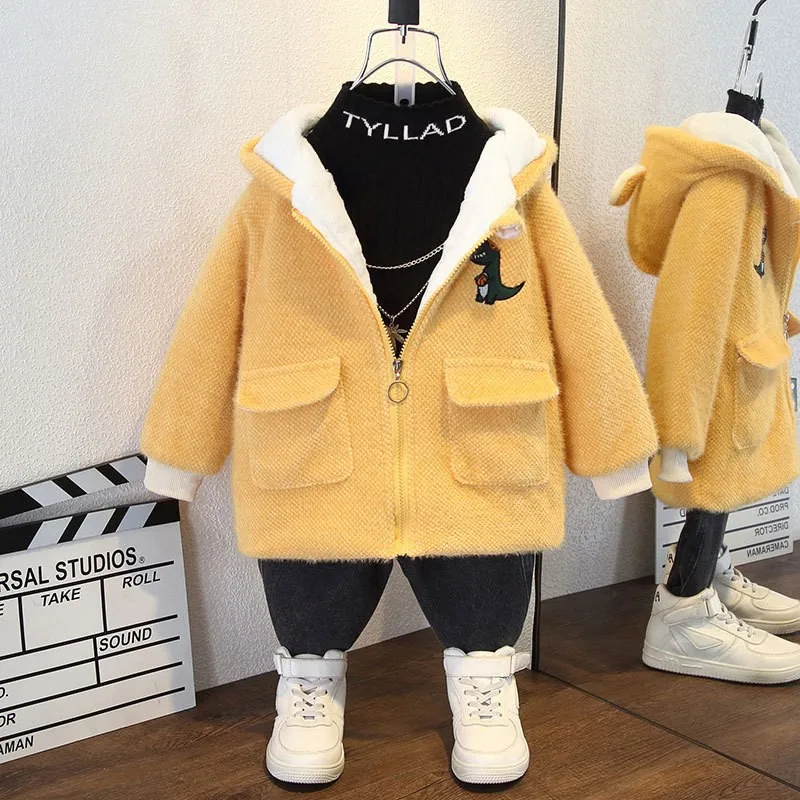 Winter  Add Velvet Thick Warm Jacket Boys Windbreaker Outerwear Kids Girls Sports Casual Coat Clothes Christmas Birthday Clothes