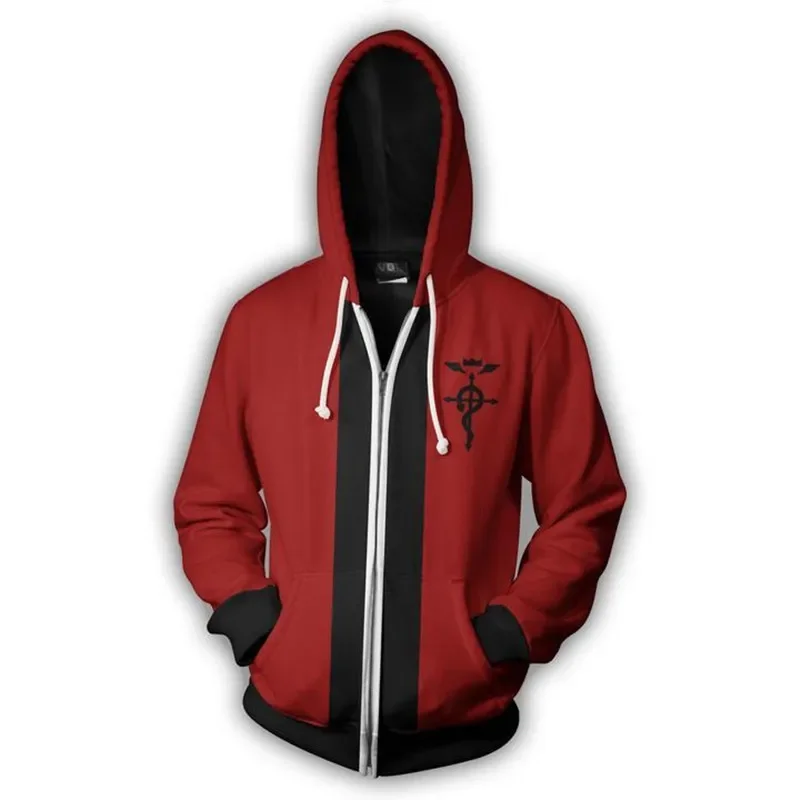 Fullmetal Alchemist Edward Elric's Autumn Zipper Jacket Hoodie Coat Anime Cosplay Sweatshirts Tracksuits Tops Clothes Drop Ship