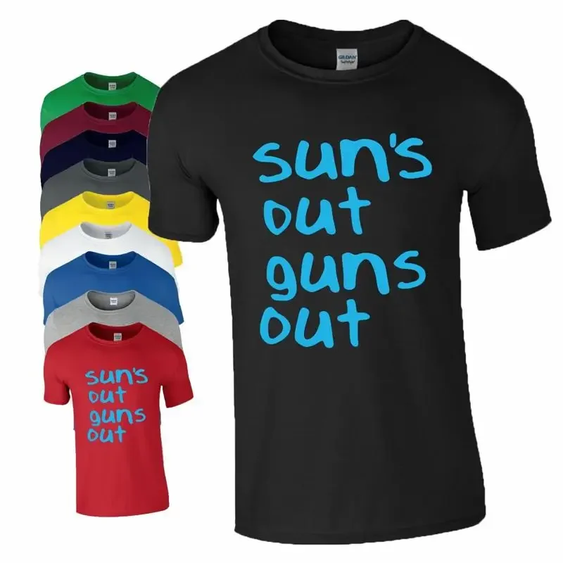 Camiseta Suns Out Guns con eslogan divertido, ropa de verano para gimnasio, camiseta de cumpleaños para hombre