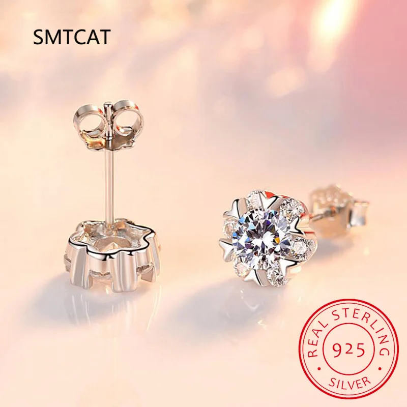 Real 1 Carat D Color Moissanite Earrings For Women 100% 925 Sterling Silver Snowflake Earring 2022 Trend Wedding Jewelry