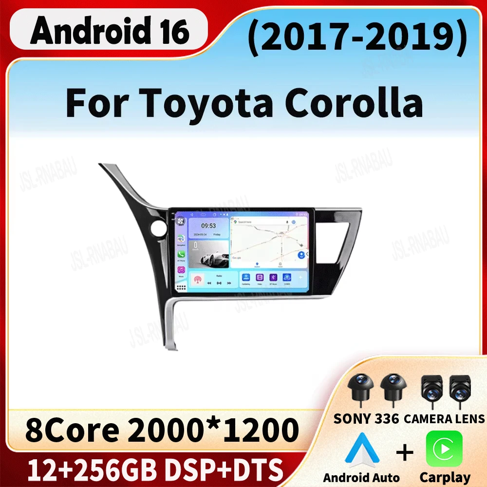 Android 16 Car Stereo Radio For Toyota Corolla 2017-2019 Multimedia Video Player Carplay GPS Navigation 4G WIFI 2 Din 360 Camera
