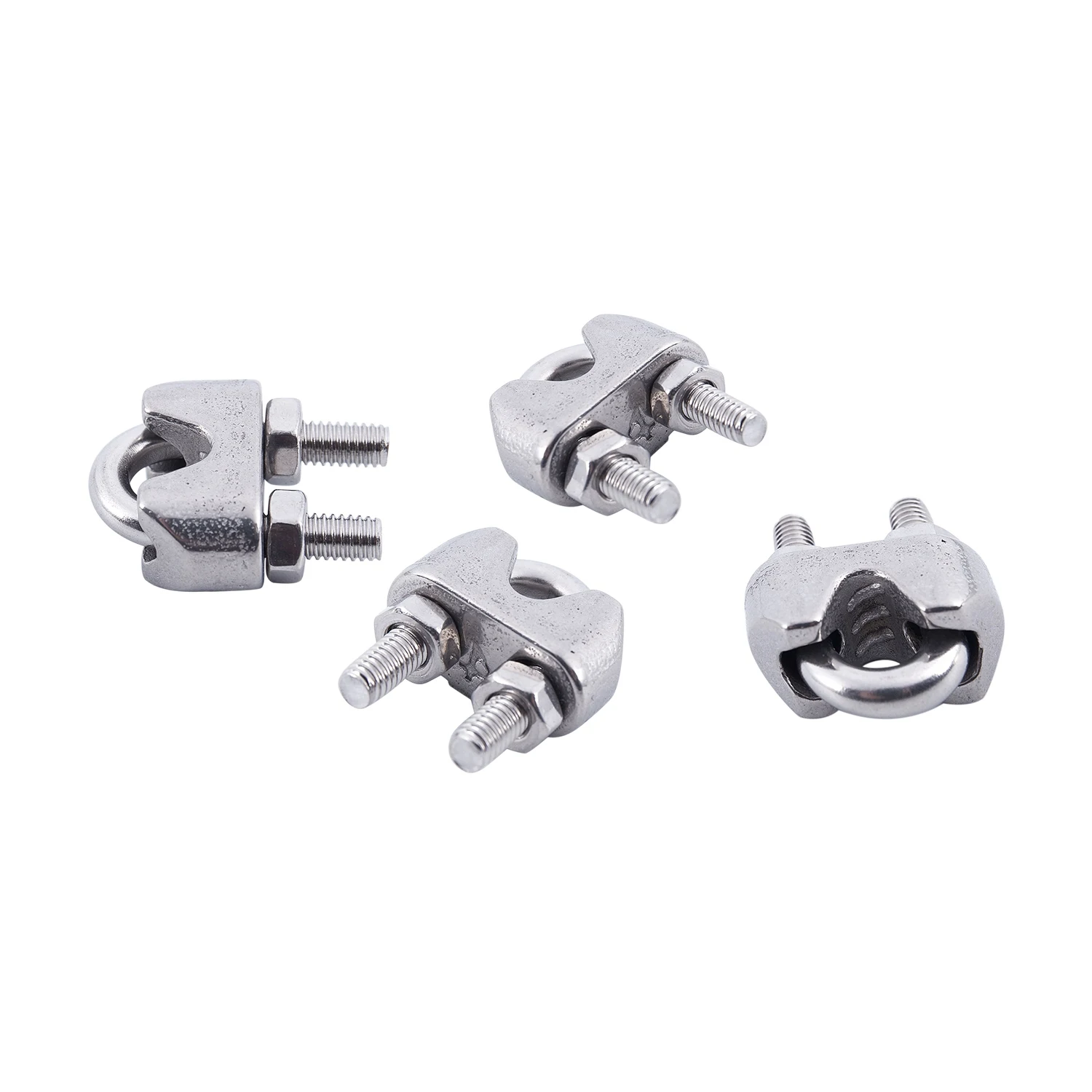 DT17 4Pcs Stainless Steel Wire Rope Clip Saddle Clamp for 4mm 5/32 Inch Cable Ships Vessel Durable