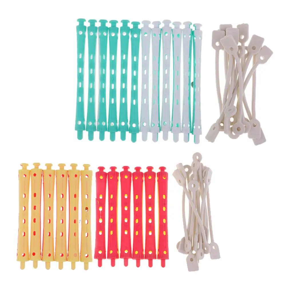 헤어 컬러 파마 막대 미용 롤러, 플라스틱 원형, 키트 당 24 개