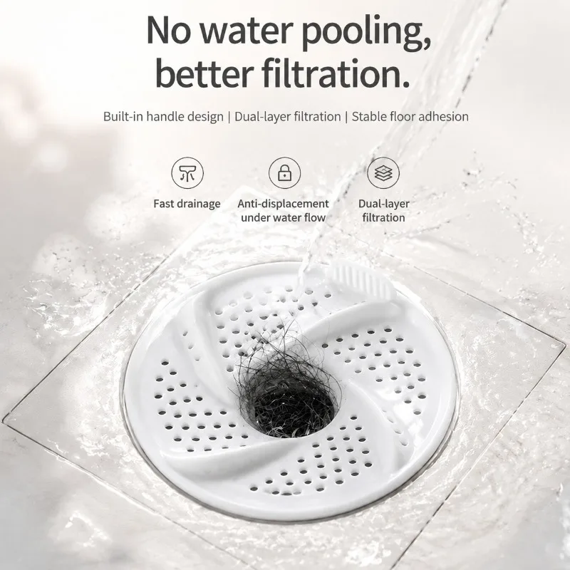 Japanese Style Vortex Floor Drain Cover Hair Collector Sieve Blocks Insect Debris Prevents Pipe Clogging Bathroom Sink Sewer