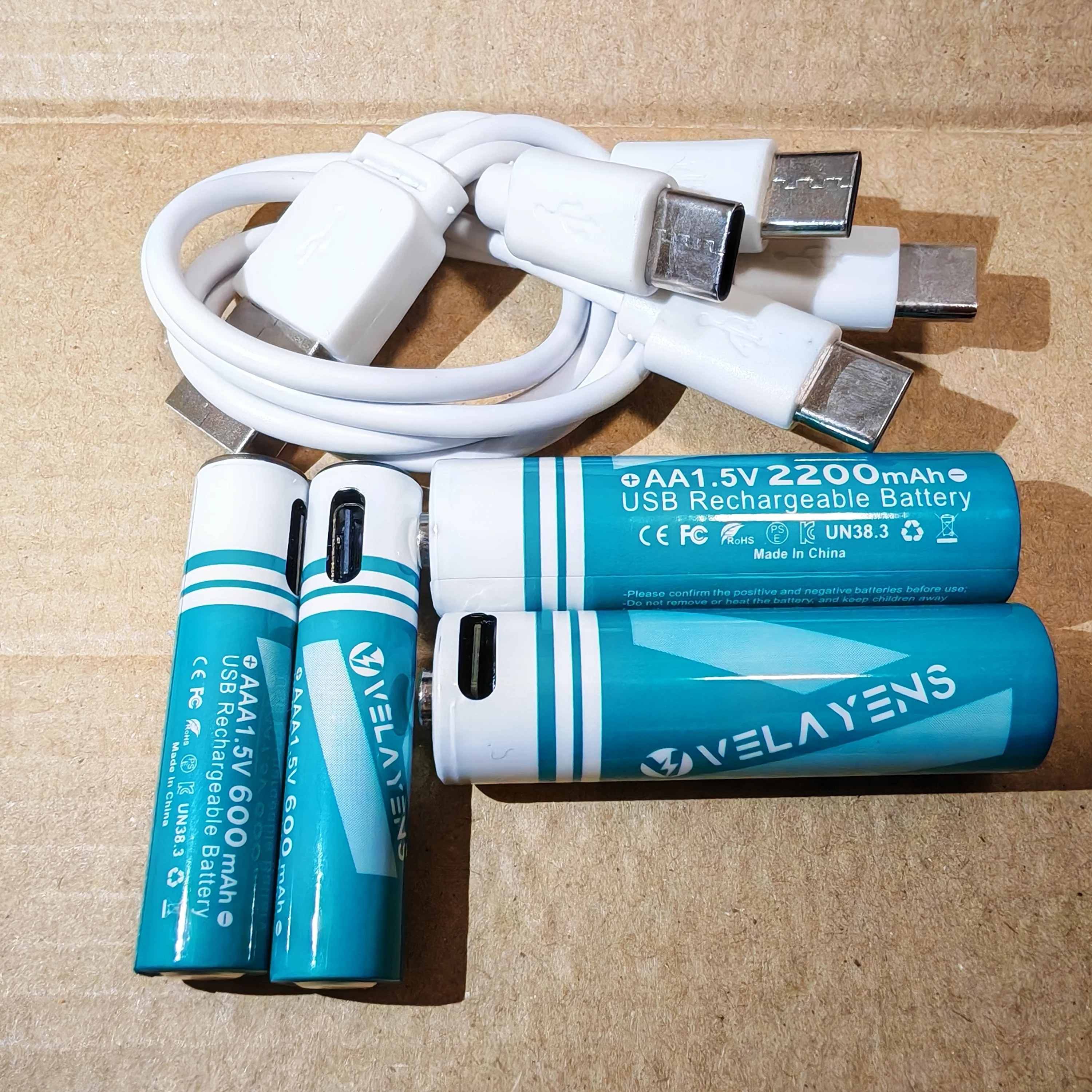 1.5V Constant Voltage USB C Rechargeable AA AAA Lithium Battery, 2200mAh AA 600mAh AAA Combo Pack, Fast Charging 1200 Cycle Life