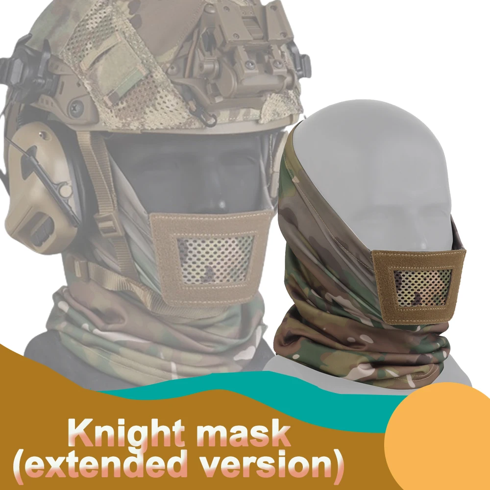 Masque de chevalier tactique version étendue Masques demi-visage pliables Airsoft avec protège-dents respirant Bandeau de tir de chasse Équipement de protection