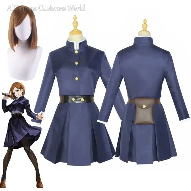 

Anime Jujutsu Cos Kaisen Kugisaki Nobara Cosplay Costume wigs Kugisaki Nobara women dress uniform Tattoo girl