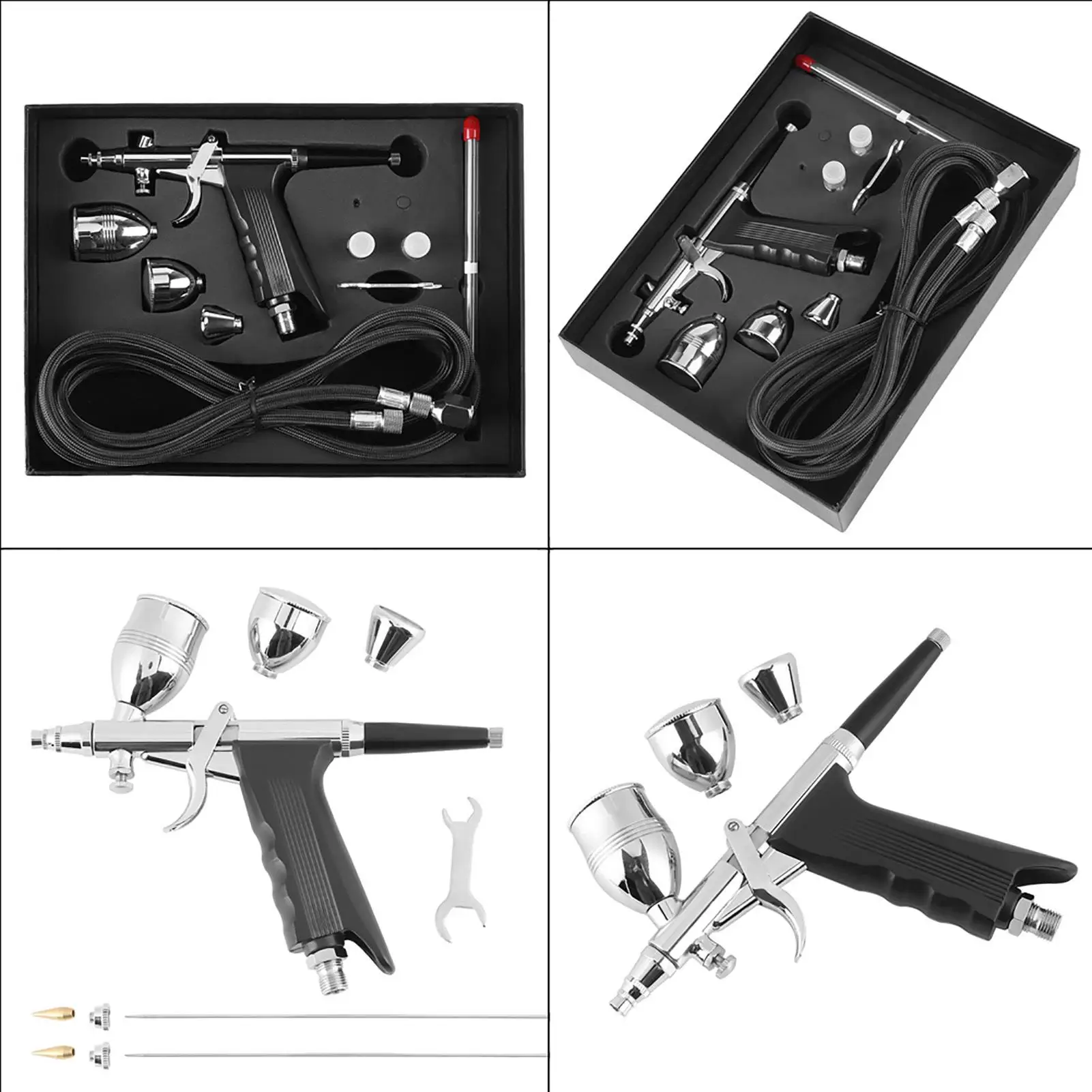 Professionelles pneumatisches Airbrush-Set, Schwerkraftspray mit 03 05 08 mm Düsen für Modellleder und Autolackierung
