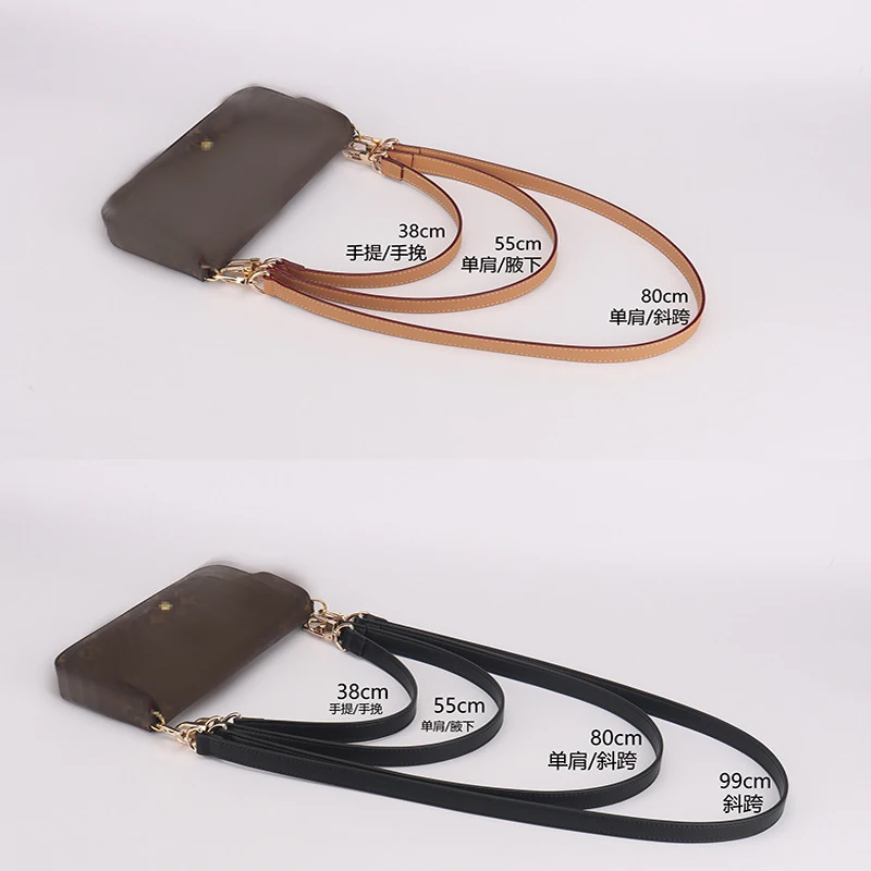 55-99CM Genuine Leather Bag Strap With Silver Gold Black Hardware Shoulder Strap Handbag Strap Customized Handbag Accessories