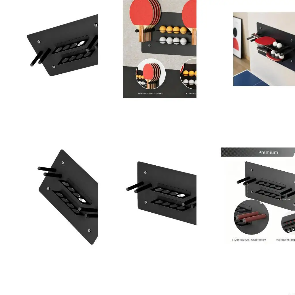 Table Tennis Paddle Holder Wall with 41 x 22 Storage Panel, Carbon Steel Equipment Rack for Indoor Sport Room 24BD