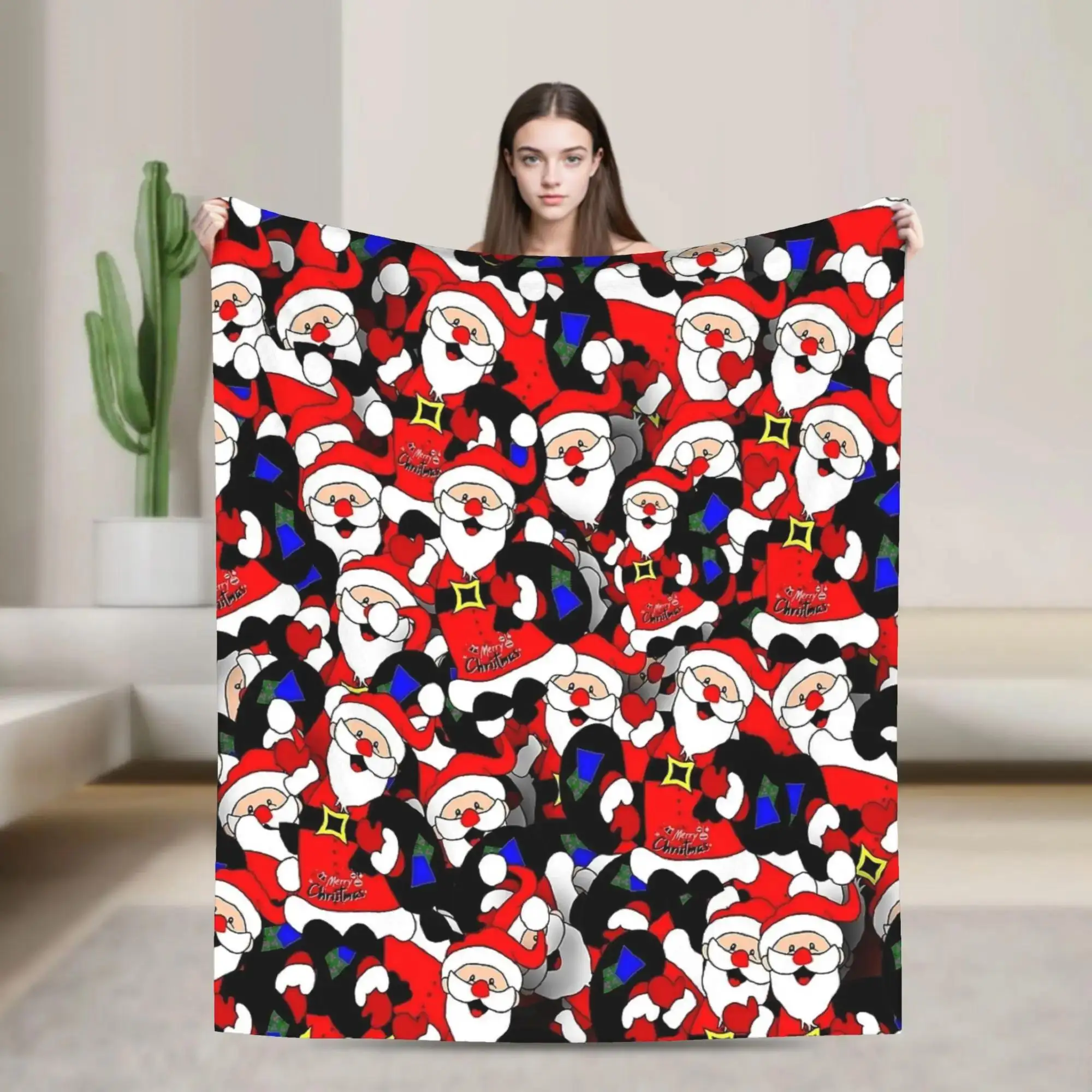 

Мягкий теплый плед с рисунком Санта-Клауса для детей, зимнее покрывало для дома и гостиной, уютный плюшевый плед