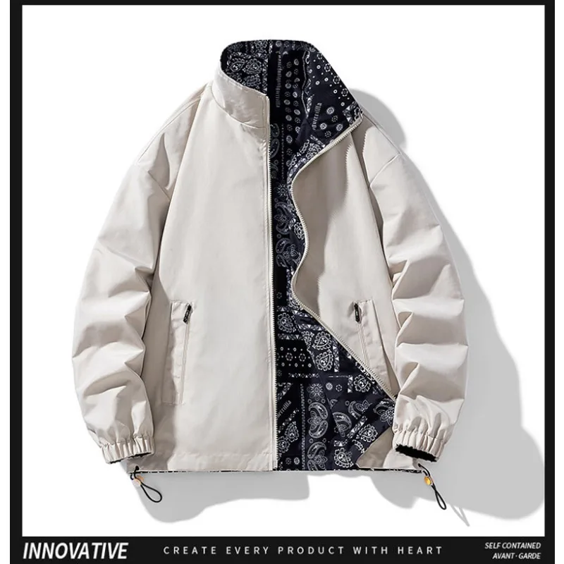 Gorasion New Double Sided Jackets Spring Autumn Men's Fashion Plaid Casual Large Size Jacket Stand Collar Top Men Clothing