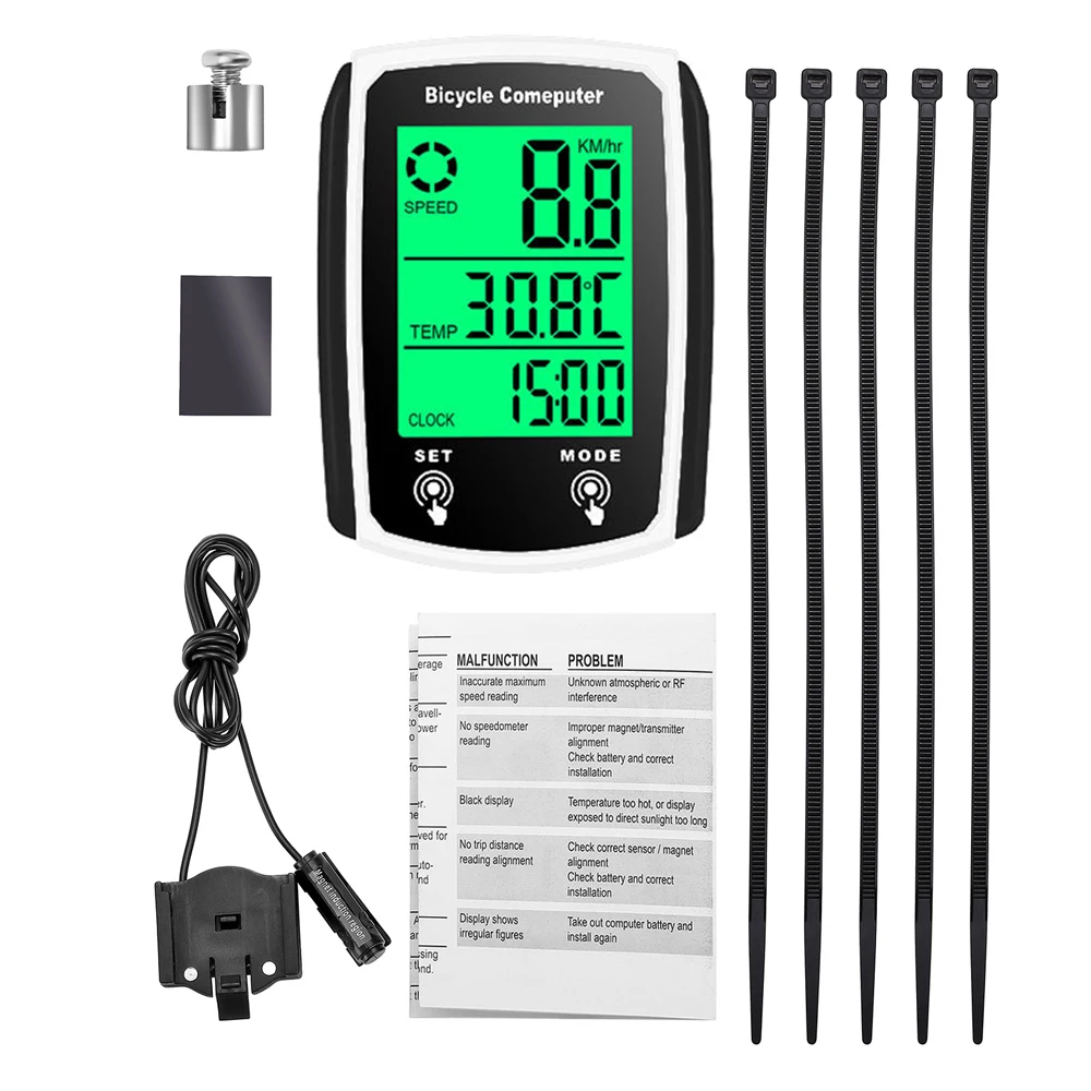 Wired Bike Computer LED Digital Bicycle Speedometer Odometer Touchscreen Cycling Computer Waterproof with Backlight