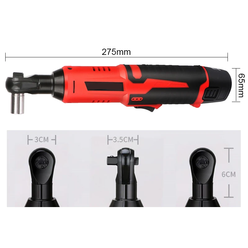 Cordless Electric Wrench 3/8 Inch Right Angle Ratchet Wrench 12V/18V Impact Drill Screwdriver Removal Screw Nut Car Repair Tool