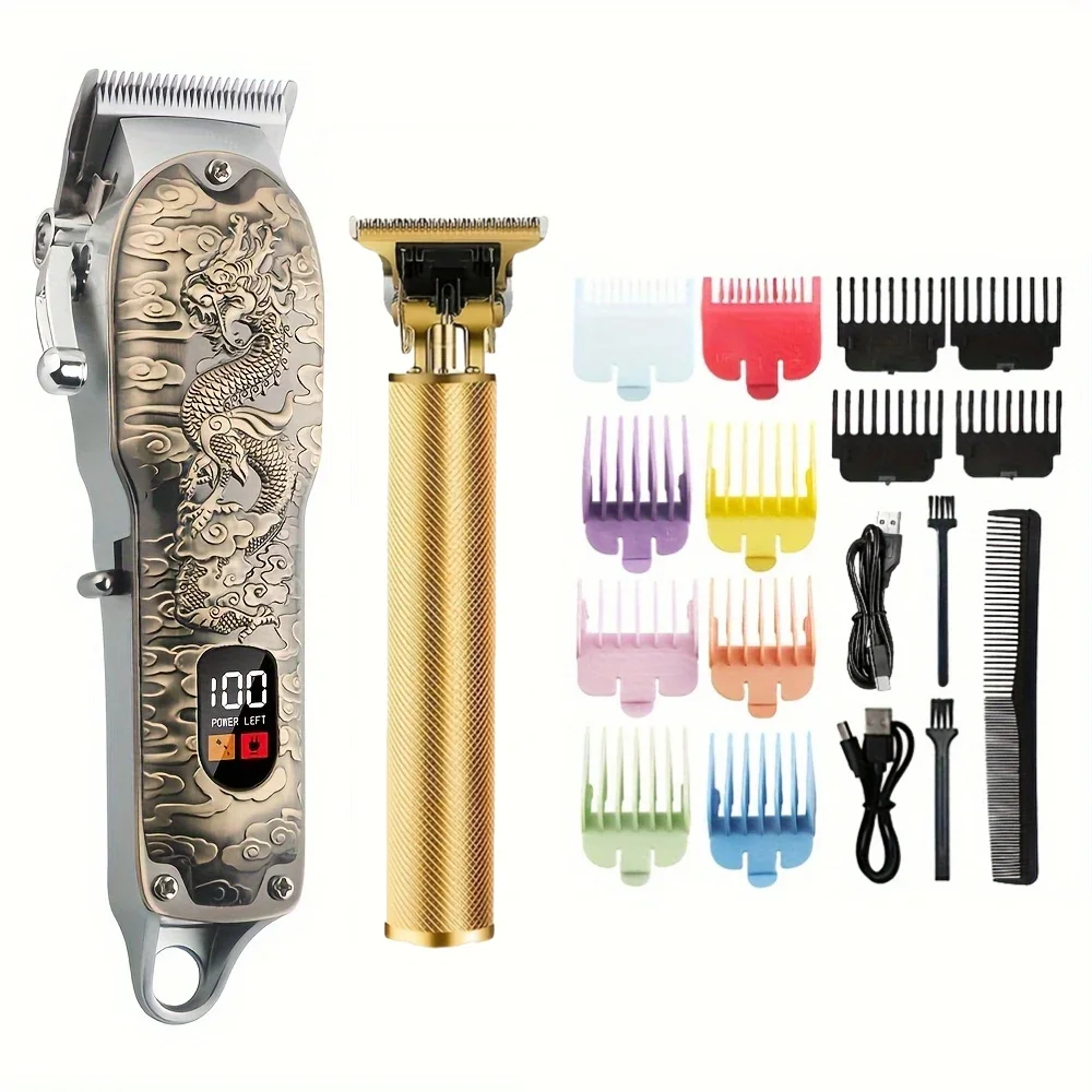 

X31 / T9 Профессиональная мужская машинка для стрижки волос, перезаряжаемый через USB ЖК-дисплей, идеально подходящий для рождественского подарка, литиевая батарея 2000 мАч