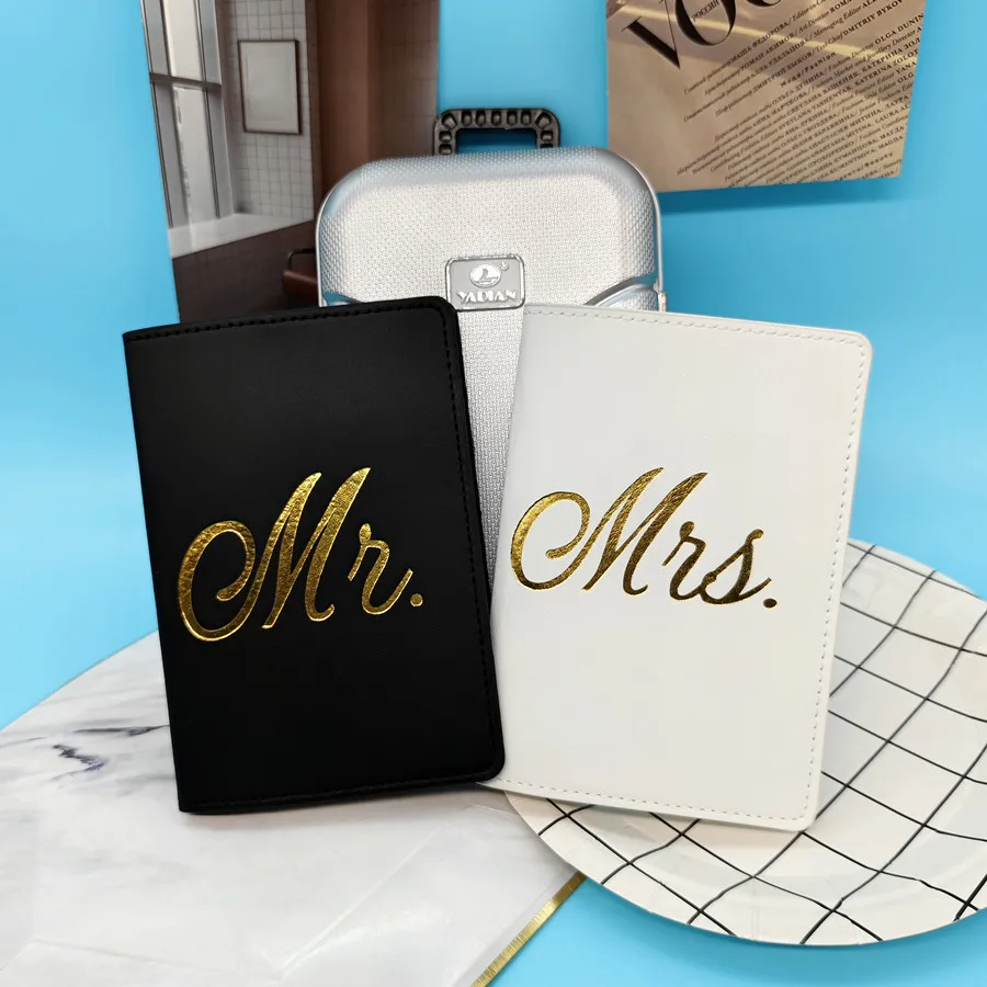 2PCS a Set Mr/Mrs Lovers/Couples PU Travel Accessories Passport Case/Cover/Holder for Women or Men