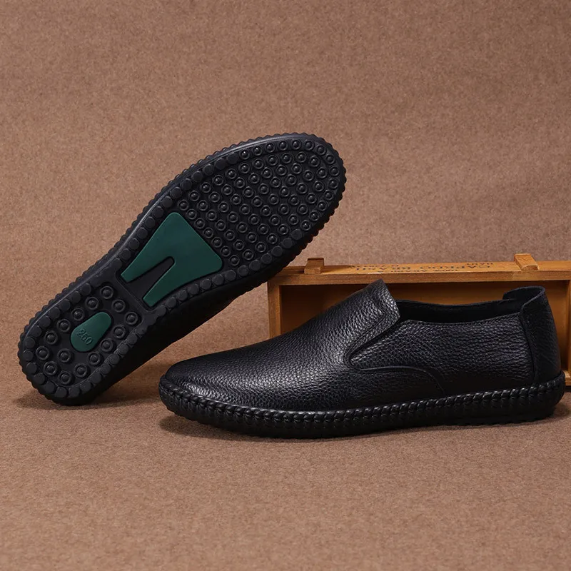 Full grain leather men loafer soft vamp shoes