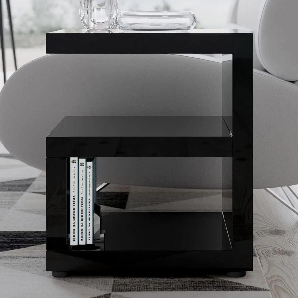 Furniture Jayden High Gloss Modern Side Table - Black