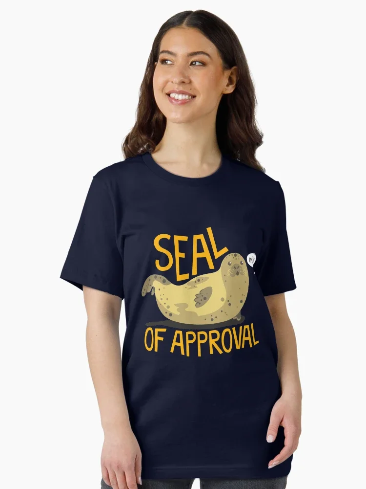 

Cute Seal Graphic Print Summer Luxury Brand Pure Cotton Men's and Women's T-shirt Short Sleeve Street Fashion Trend Clothing