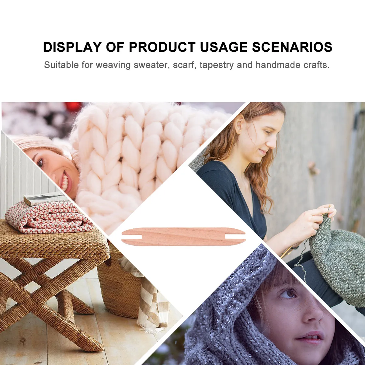 

Small Wooden Shuttle Weaving Tool Smooth Edges Knitting Stick for Sweater Scarf Tapestry DIY Knitting Accessories Sewing