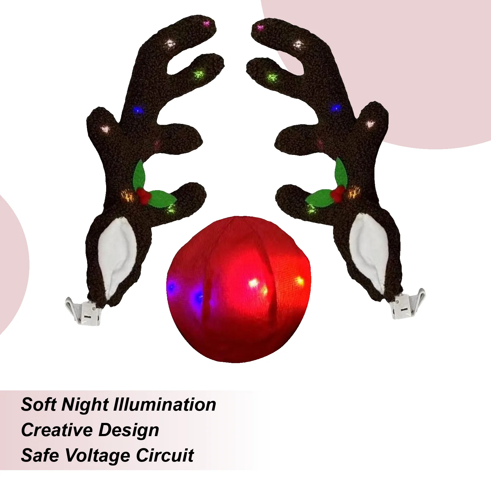 

Christmas Car Decorations LED Antler With Nose Christmas Car Exterior Decoration For Automotive Truck Vehicle SUV Exterior