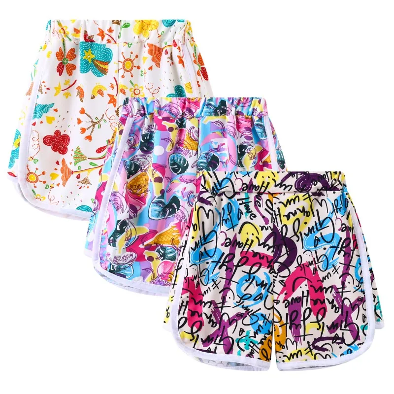 3Pcs Children Shorts for Girls 2-11Y Cartoon Print Casual Fashion Beach Short Comfortable Breathable Versatile Shorts