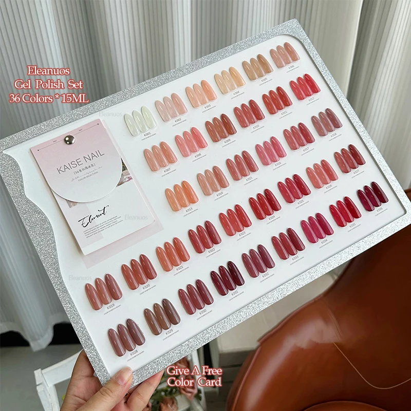 

Eleanuos Ice Tea gel Polishing 36PCS Mixed Clearcoat Color Transparent Pink Semi Permanent Primer UV LED Nail Salon Jelly Nude