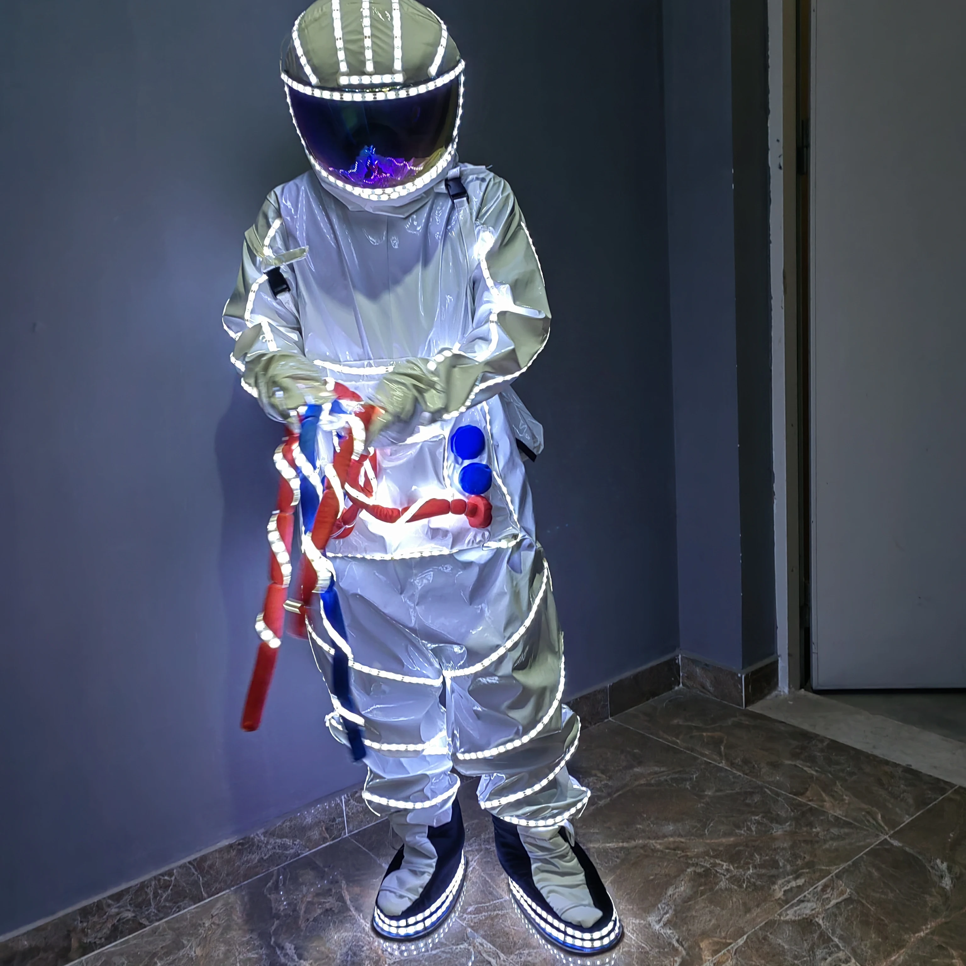 LED space suit dance performance wear interactive atmosphere luminescent costume props festive party glow-in-the-dark supplies