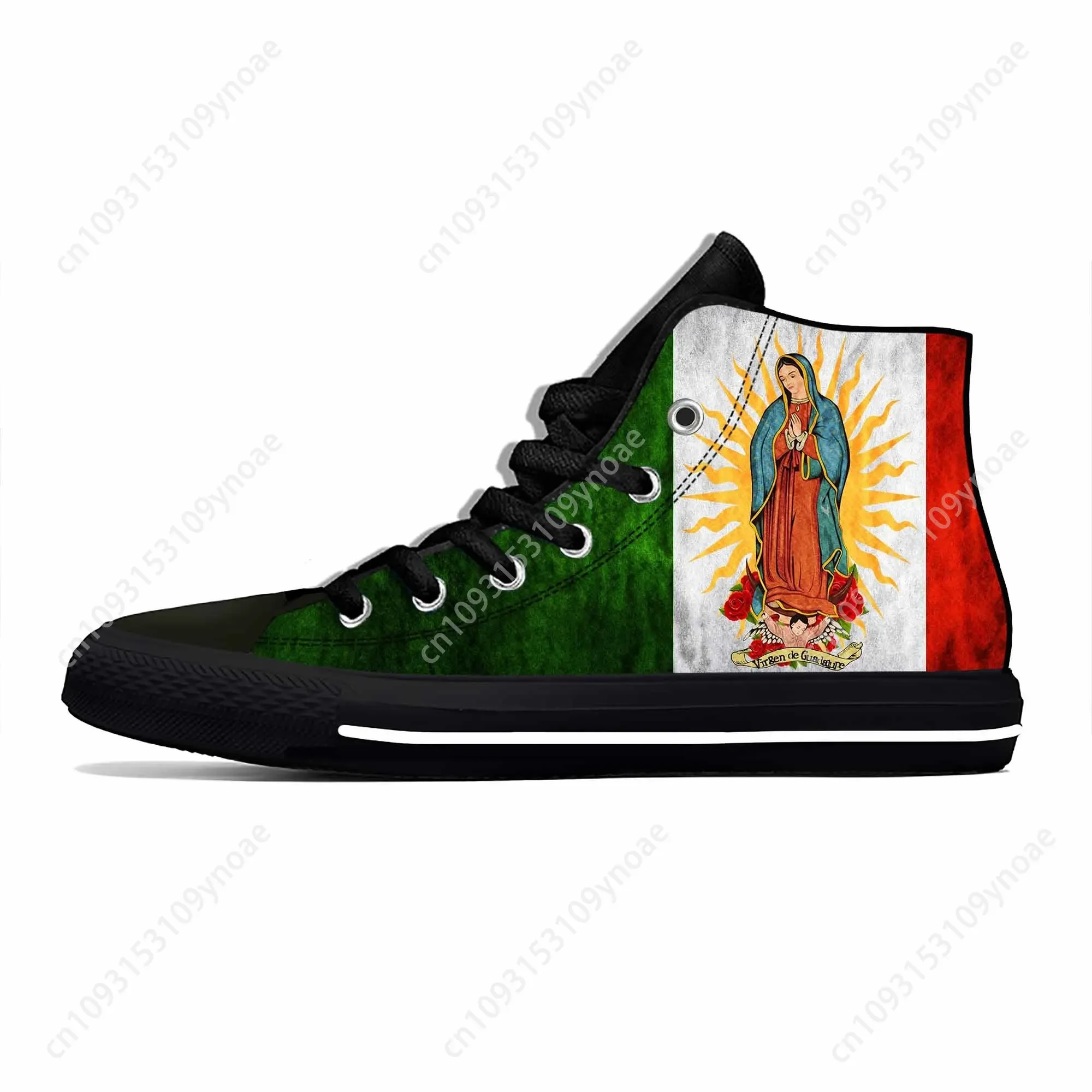 Hot Mexican Mother Guadalupe Virgin Mary Catholic Casual Cloth Shoes High Top Lightweight Breathable 3D Print Men Women Sneakers