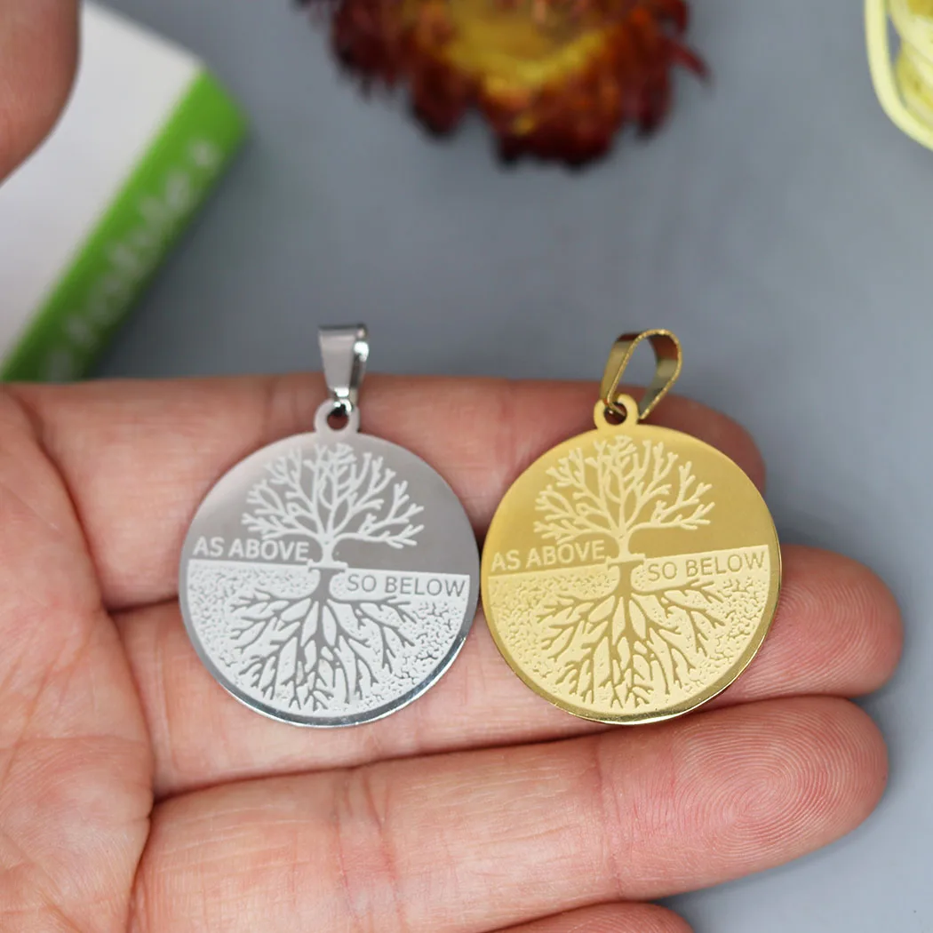 2pcs/Lot Norse Viking Wicca Above Below Tree of Life Take Root Pendant Bracelet Keychain DIY Metal Jewelry Bulk Accessories