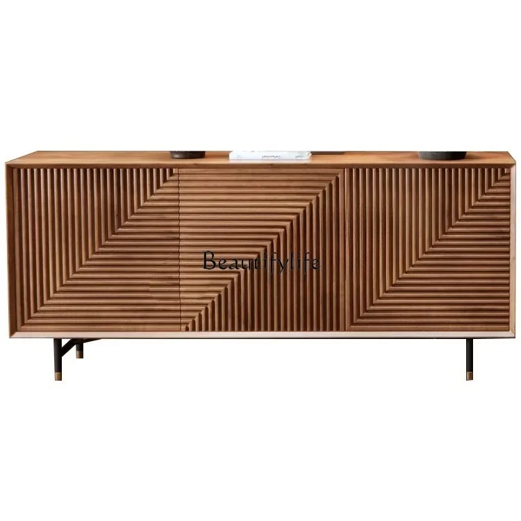 

FG10Italian minimalist creative side cabinet black walnut Nordic cabinet decoration