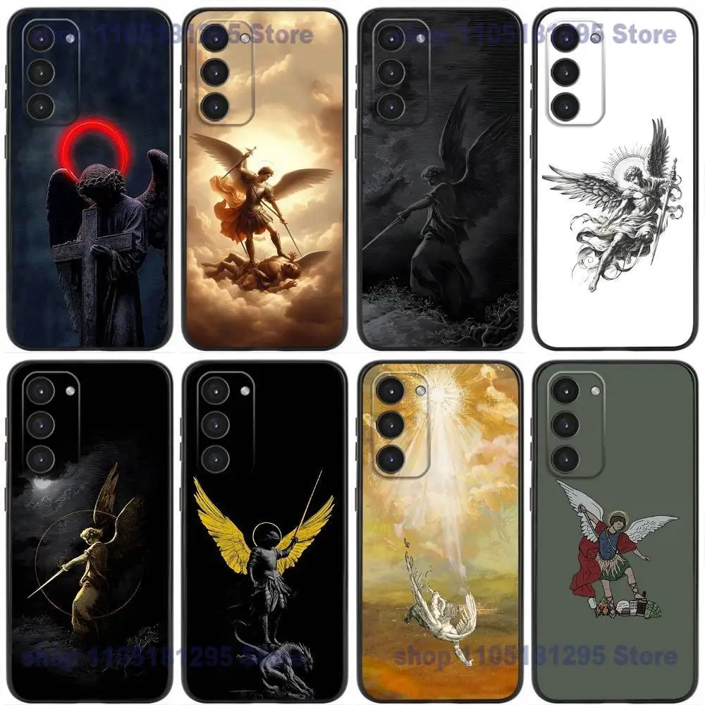 

Archangel Michael Cross Phone Case For Samsung Galaxy A32,21s,22,31,52,53,72,73,Note20,8,9,10 Soft Silicone Black Cover