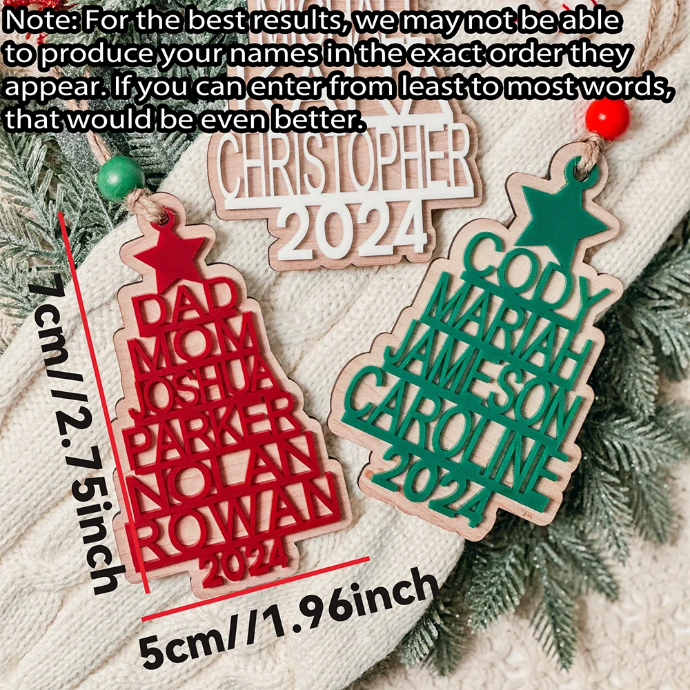 Adorno familiar de árbol de Navidad apilado |   Adorno navideño familiar personalizado |   Regalos de Navidad |   Regalos para abuelos