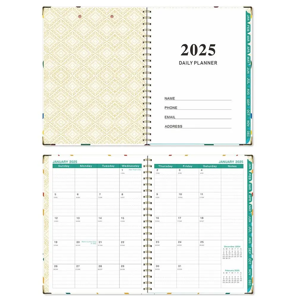 Com braçadeira de placa 2025 agenda em inglês livro calendário mensal planejador diário a4 horários calendário bloco de notas para fazer lista prático