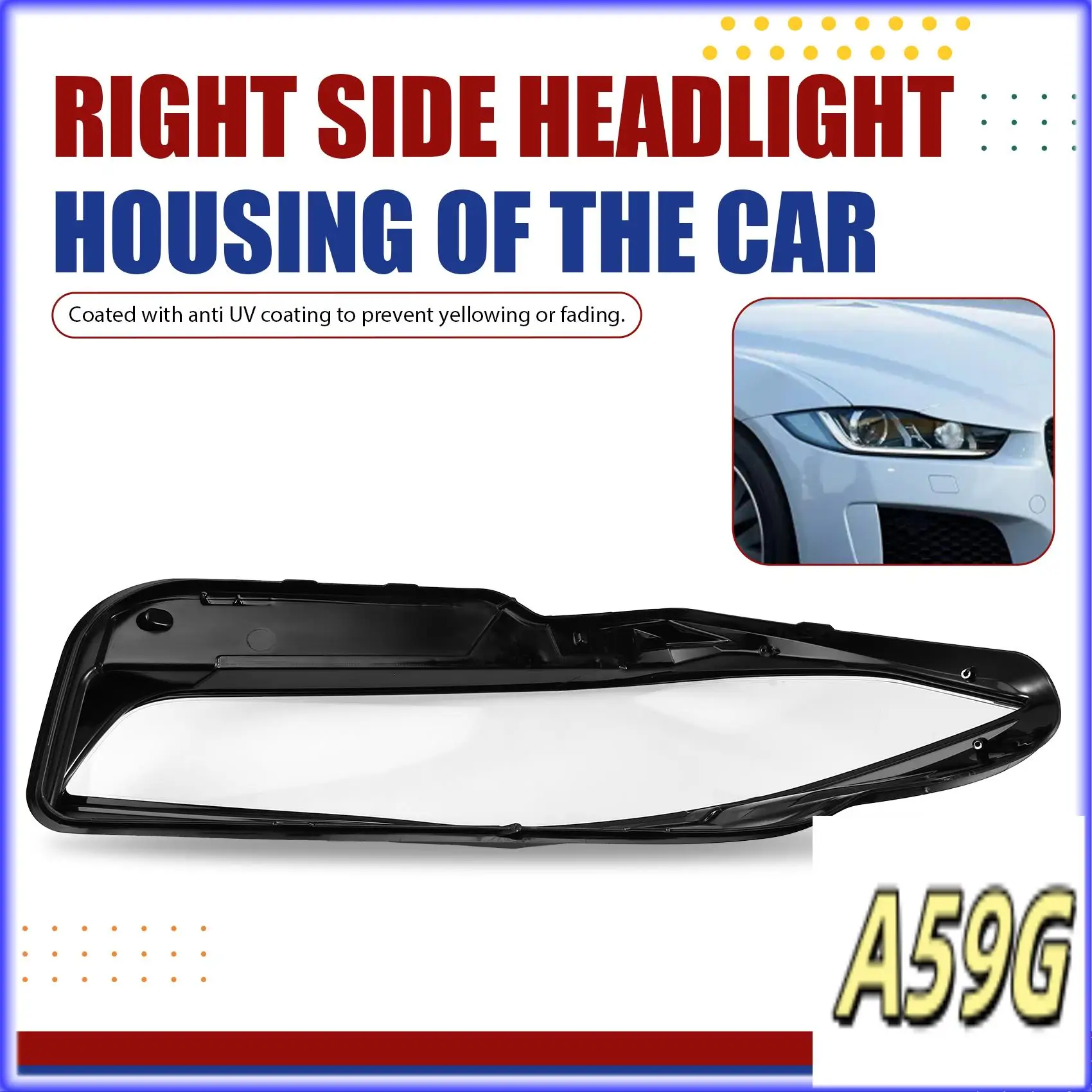 

G9-For Jaguar XE XEL 2015-2019 Lamp Shade Headlamp Shell Transparent Lampshade Headlight Cover