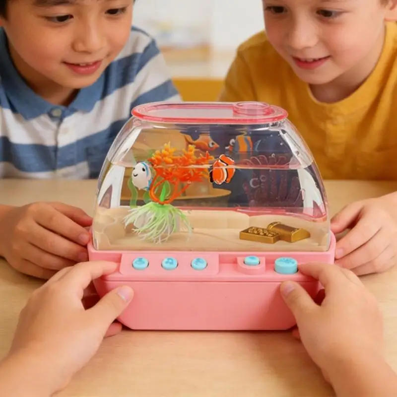 LED ライト付き人工魚水槽ポータブル海をテーマにしたナイトランプ寝室の机や子供部屋 A2UB