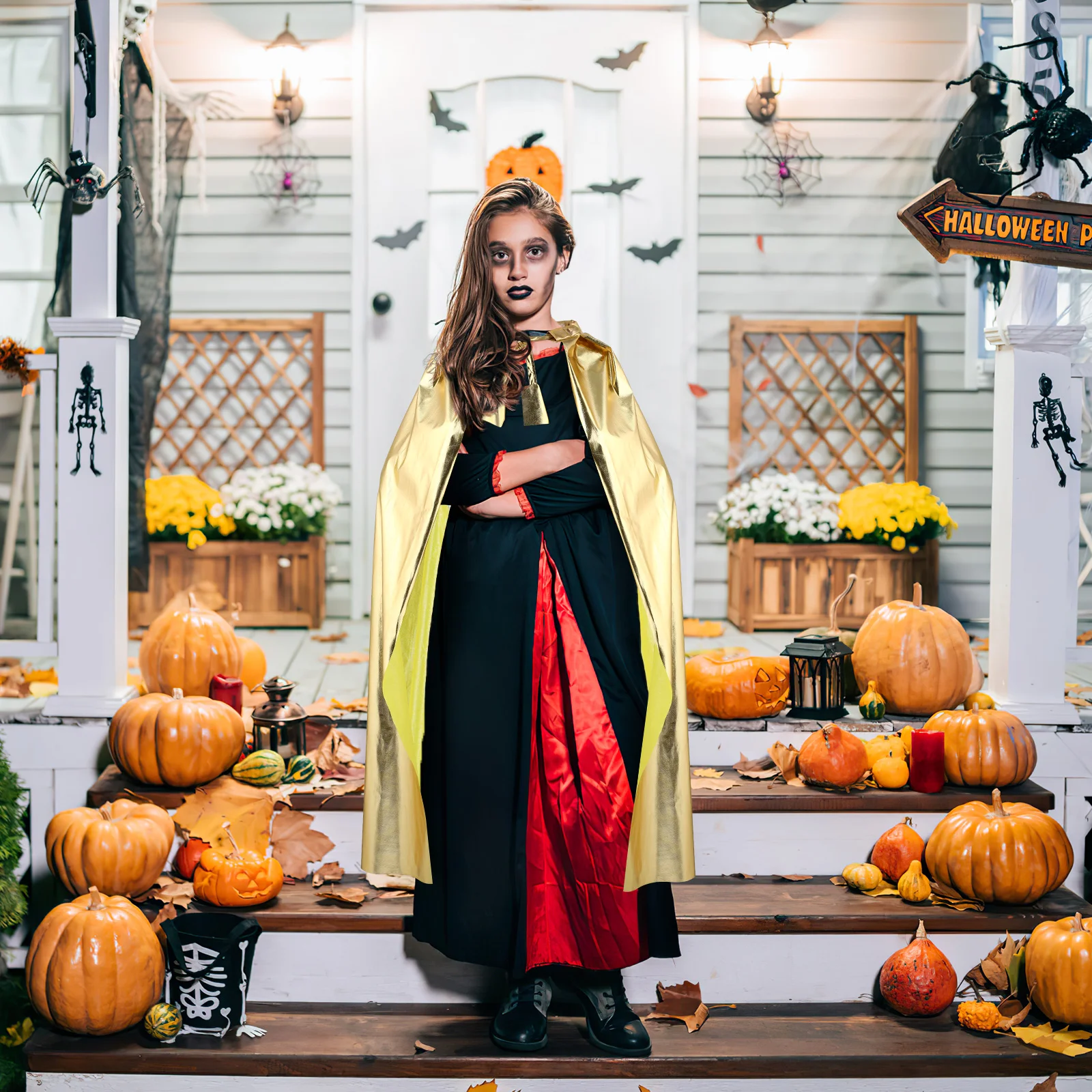 Erwachsene Gold Vergoldung Umhang Cape Party Zubehör für Halloween Cosplay Kostüm Party Gold Umhang Cosplay Umhang