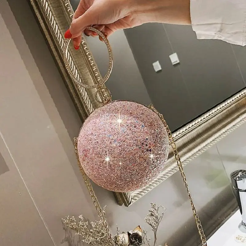 

2024 Women's Clutch Bag Evening Day Crystal Diamo round Design Tri-Use e Bag Faionable Ladies Purse