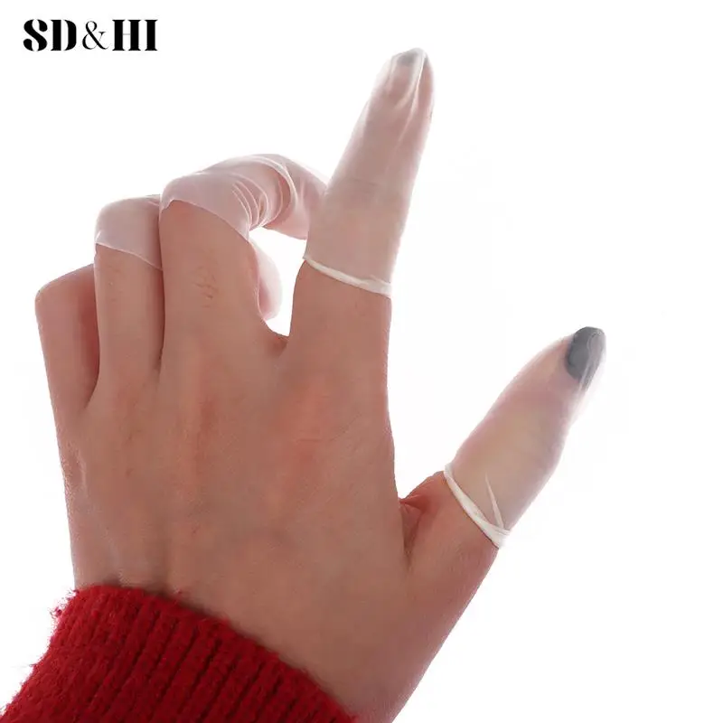 Imagem -05 - Non-slip Anti-static Descartável Látex Finger Cover Fingertips Protector Luvas de Borracha Nail Art Tool 100 Pcs