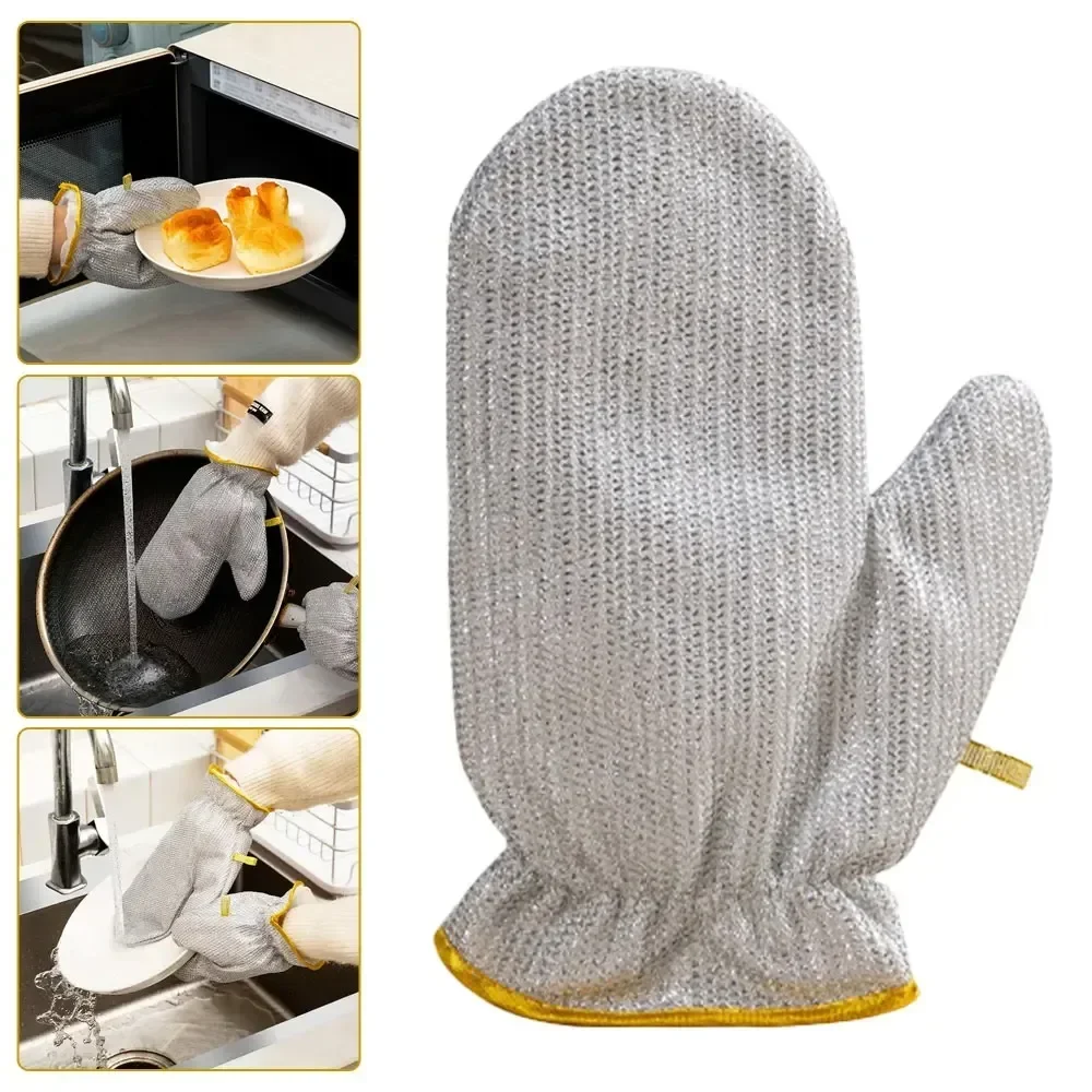 2PCS Steel Kitchen Dishcloth Multipurpose Wire Dishwashing Rag Clean Glove Wet/dry Multipurpose Wire Miracle Cleaning Cloths