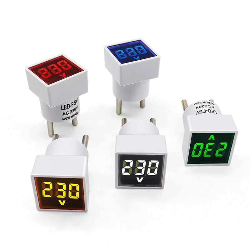 AC 220V LED Digital Display Voltage Measurement Monitor EU Plug Square Voltmeter