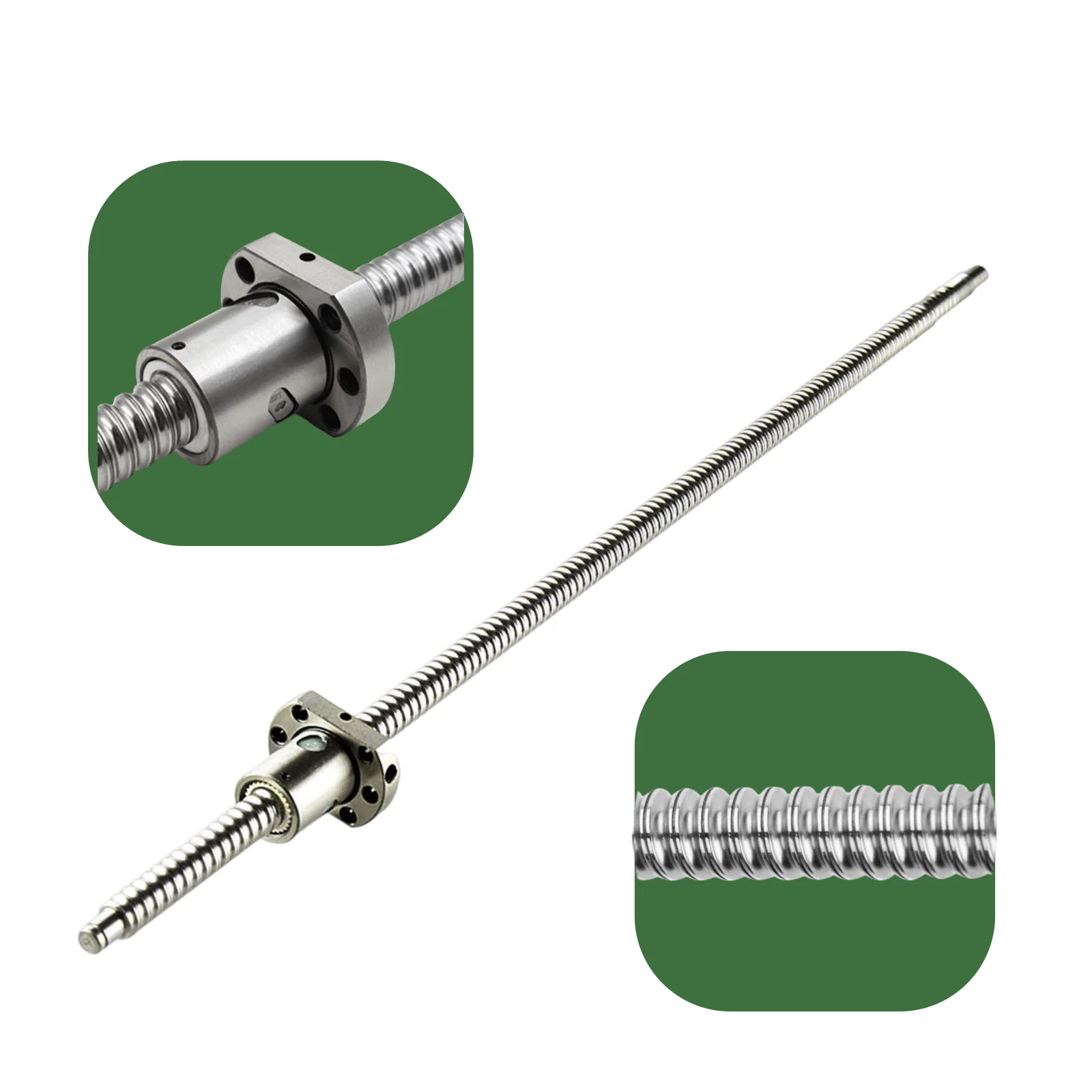 Rolled BallScrew SFU2005 SFU2505 Ball Screw C7 400mm~2000mm With Flange Single Ballnut BK/BF End Machined Ballscrew For CNC