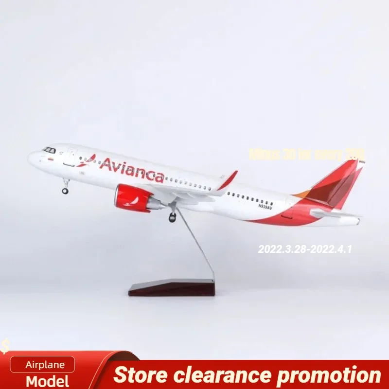 New Resin Plane Model 47CM 1/80 Airplane A320NEO A320 NEO AVIANCA Air Airlines Model Toy Light & Wheel Landing Gear Diecast